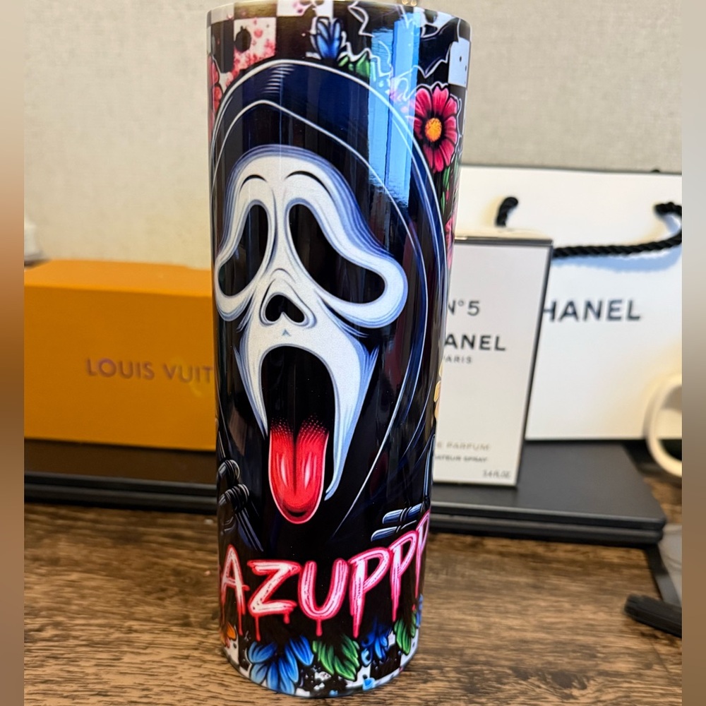 Colorful Horror-Themed Tumbler
